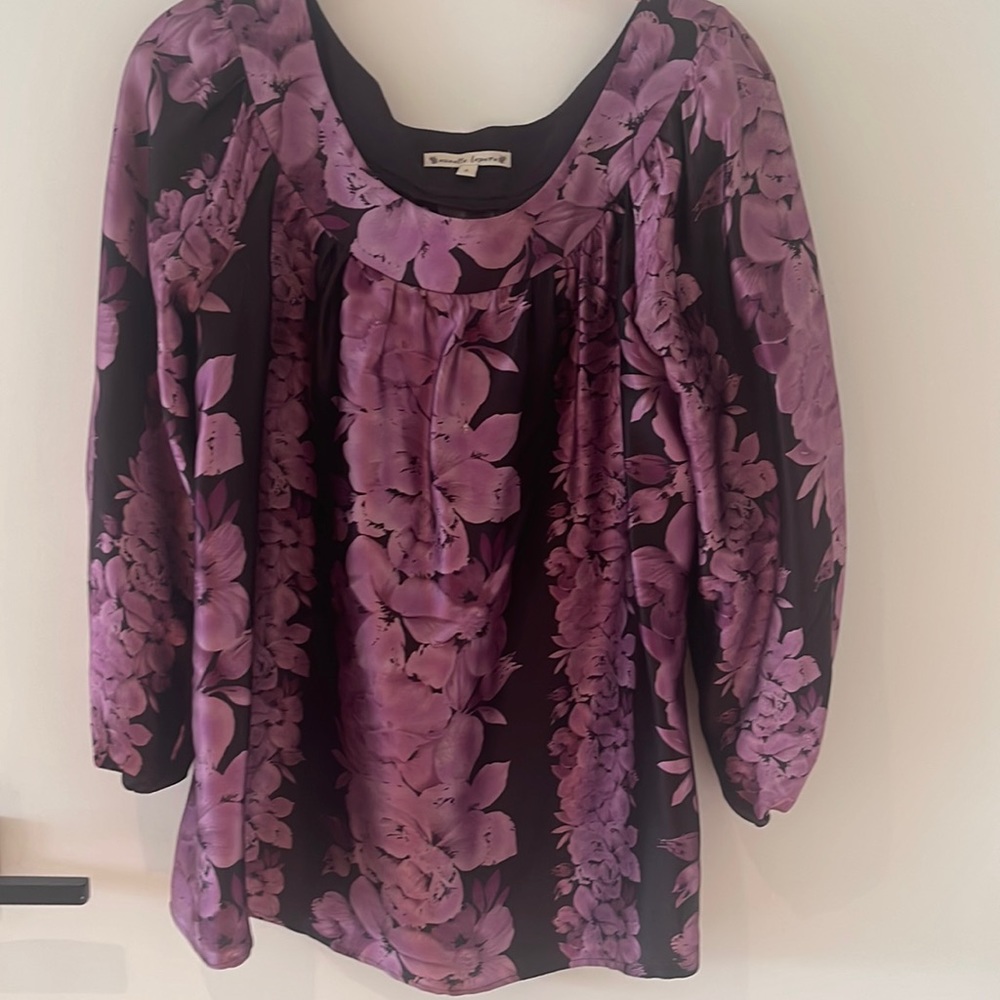 Nanette Lapore - purple floral silk blouse. Size 8